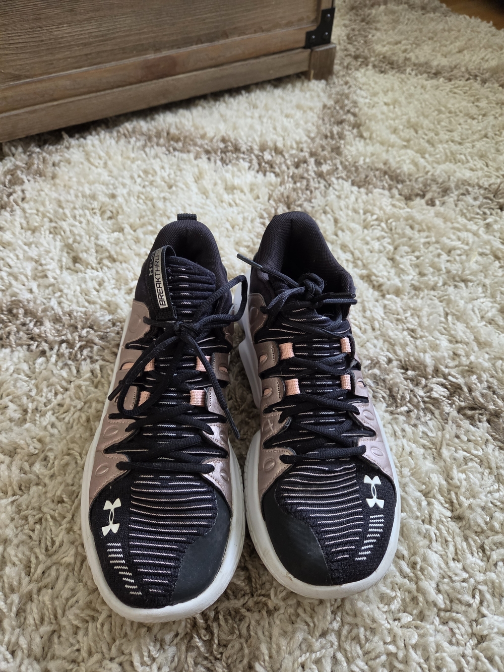 Under Armour Women's Black and Rose Gold Running Shoes